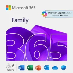 Microsoft 365 Family – 6 Users – up to 6 TB of cloud storage (1 TB per person)- 12-Month Subscription (Email delivery in 2 hours)