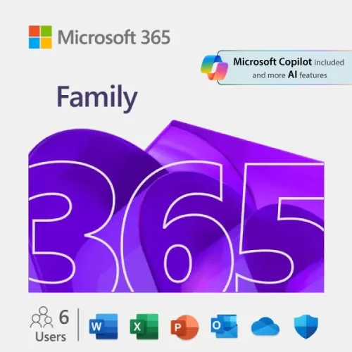 Microsoft 365 Family – 6 Users – up to 6 TB of cloud storage (1 TB per person)- 12-Month Subscription (Email delivery in 2 hours)